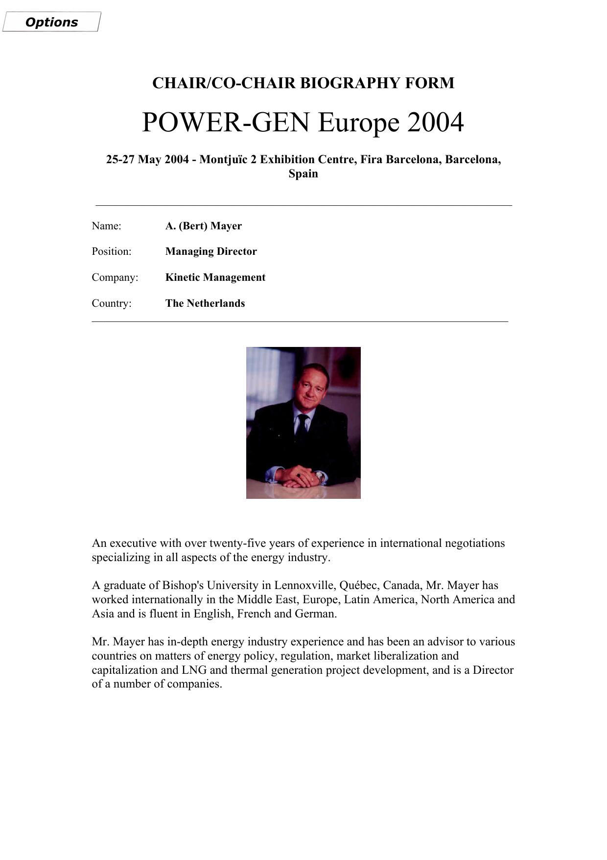 Biography - A. (Bert) Mayer by Secure Data Services (01425 621262)