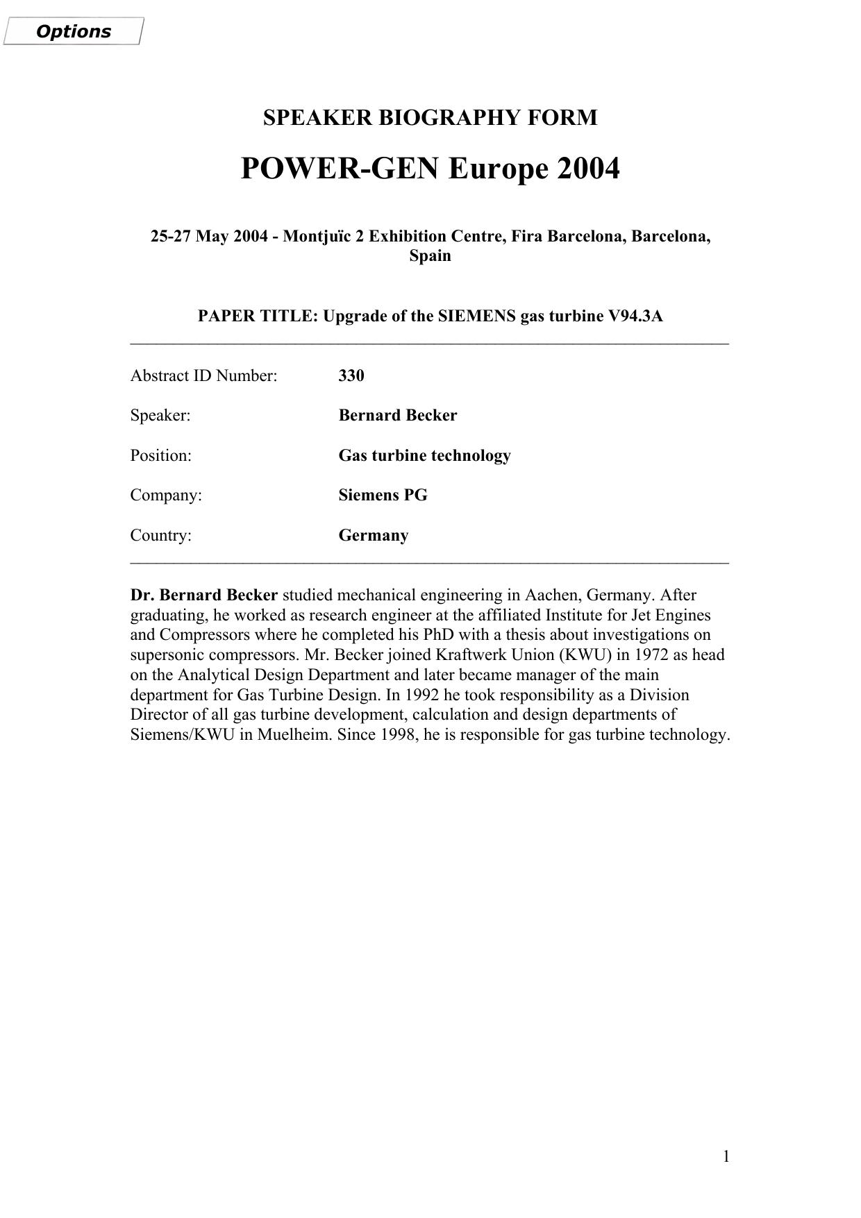 Biography - Bernard Becker by Secure Data Services (01425 621262)