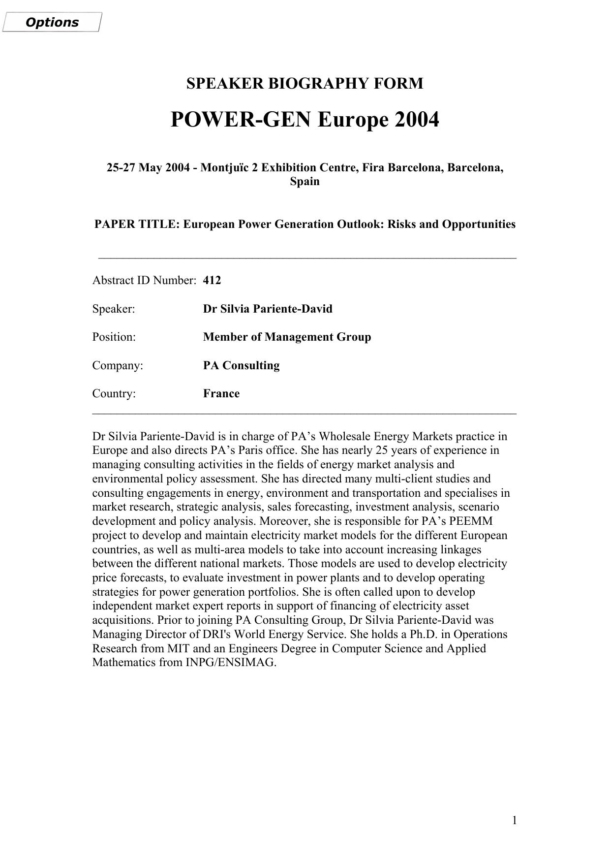 Biography - Dr Silvia Pariente-David by Secure Data Services (01425 621262)