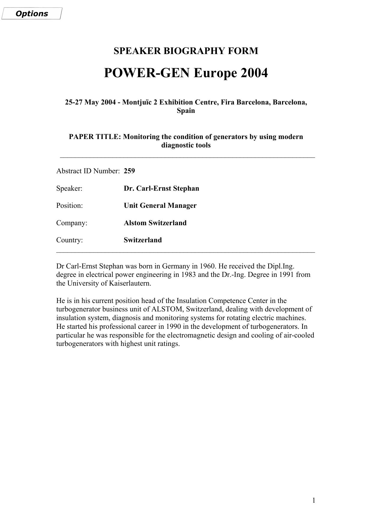 Biography - Dr. Carl-Ernst Stephan by Secure Data Services (01425 621262)