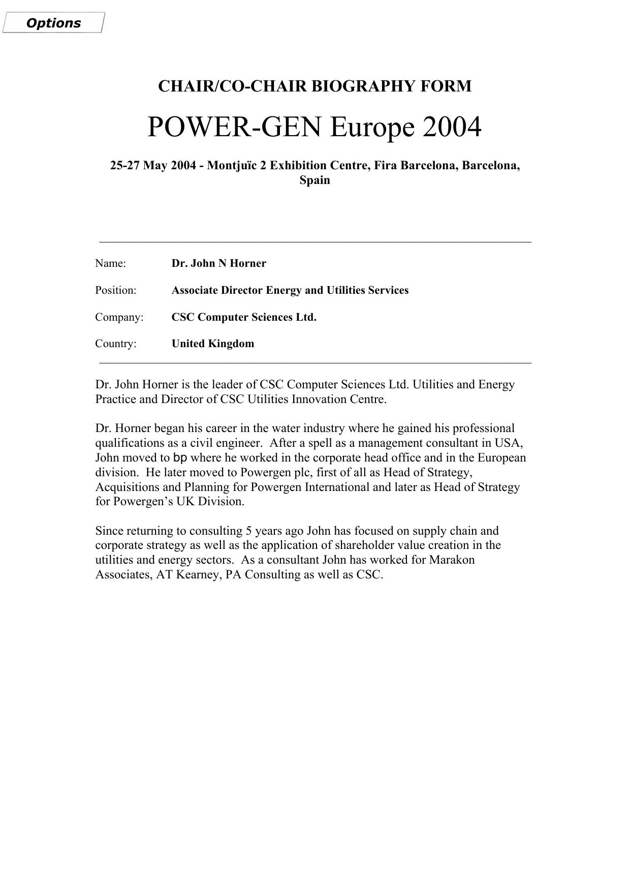 Biography - Dr. John N Horner by Secure Data Services (01425 621262)