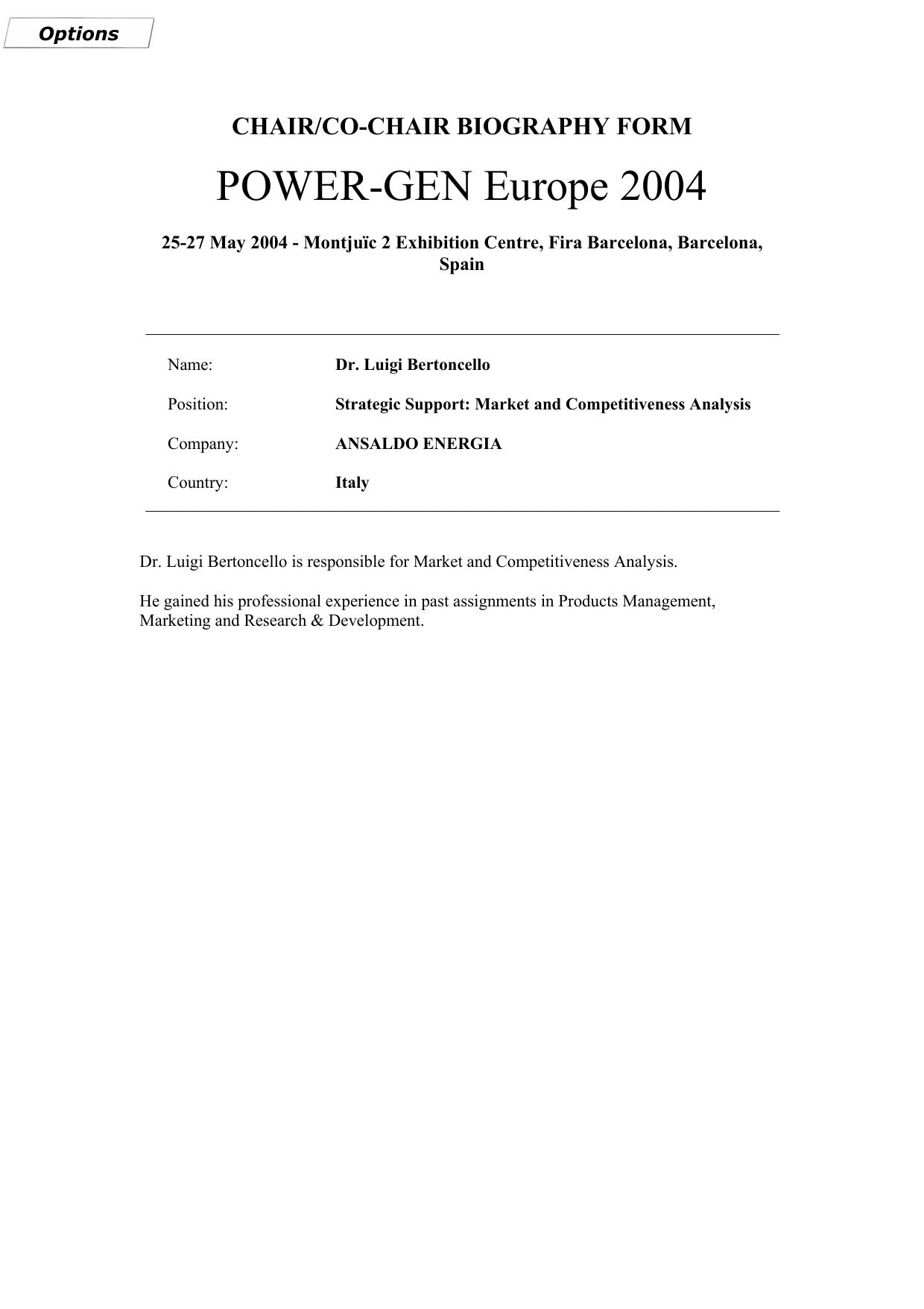 Biography - Dr. Luigi Bertoncello by Secure Data Services (01425 621262)