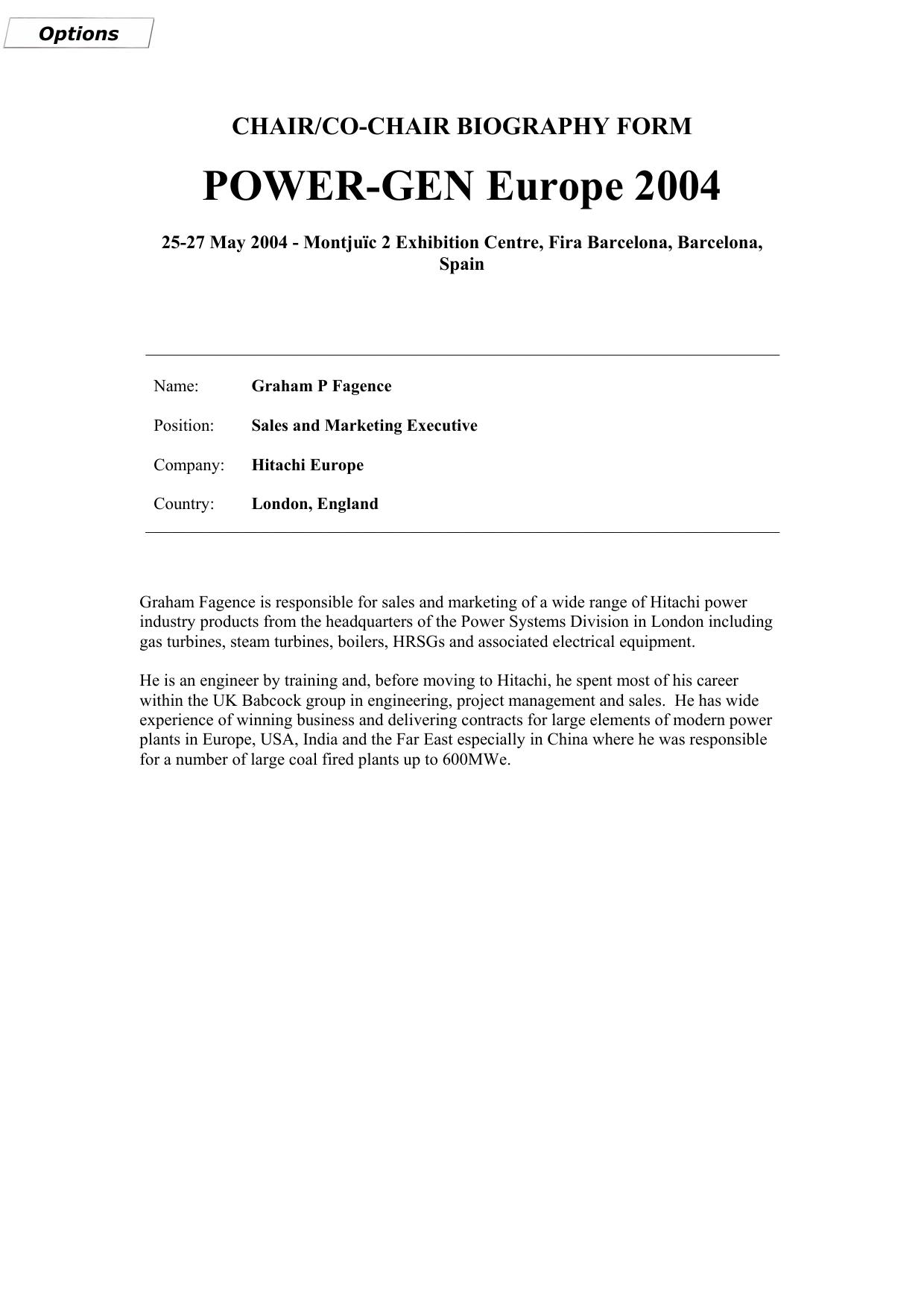 Biography - Graham P Fagence by Secure Data Services (01425 621262)