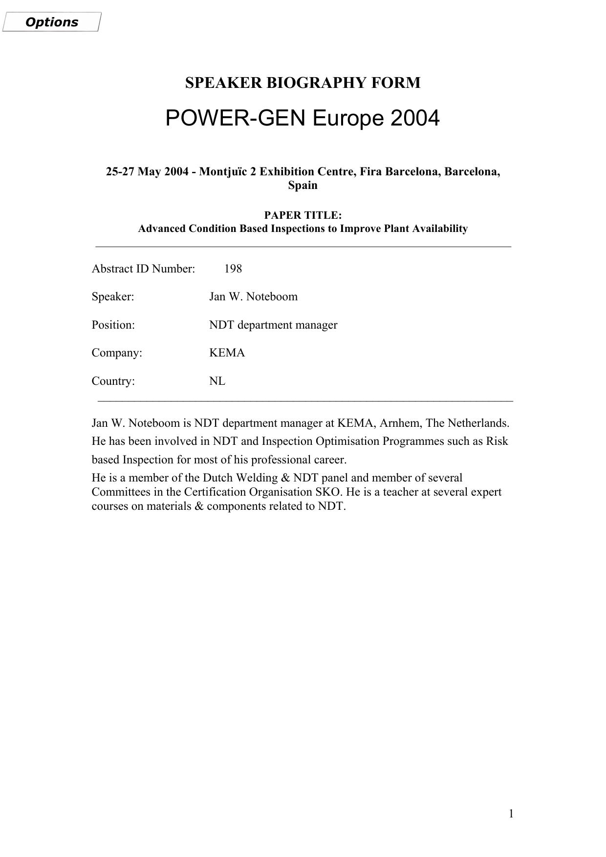 Biography - Jan W. Noteboom by Secure Data Services (01425 621262)