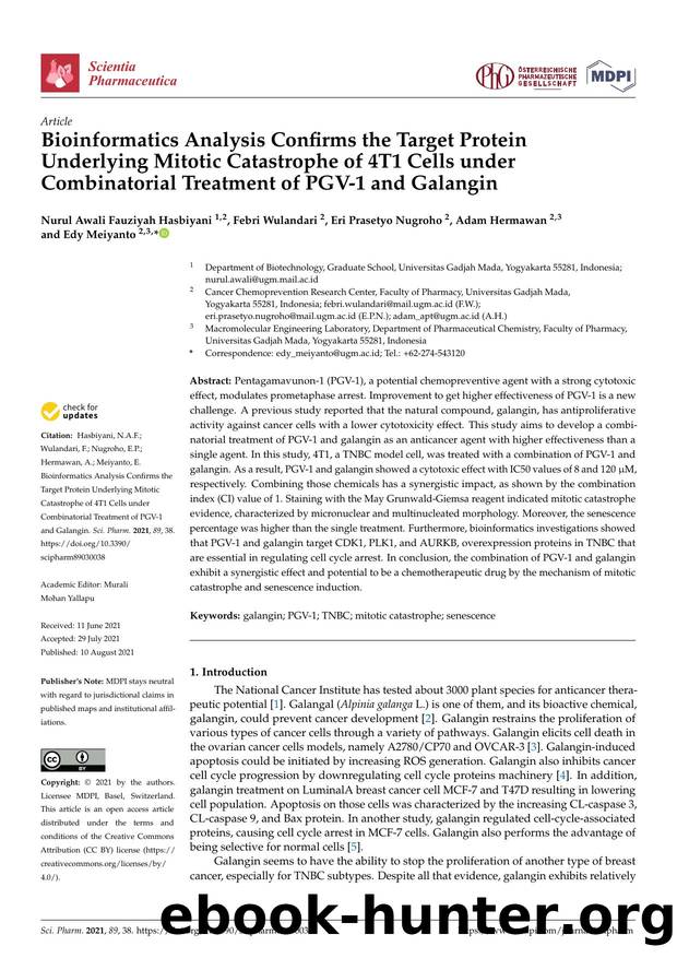 Bioinformatics Analysis Confirms the Target Protein Underlying Mitotic Catastrophe of 4T1 Cells under Combinatorial Treatment of PGV-1 and Galangin by Nurul Awali Fauziyah Hasbiyani Febri Wulandari Eri Prasetyo Nugroho Adam Hermawan & Edy Meiyanto