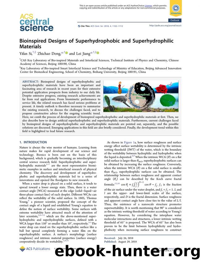 Bioinspired Designs of Superhydrophobic and Superhydrophilic Materials by Yifan Si & Zhichao Dong (ORCID: 0000-0003-0729-5756) & Lei Jiang (ORCID: 0000-0003-4579-728X)