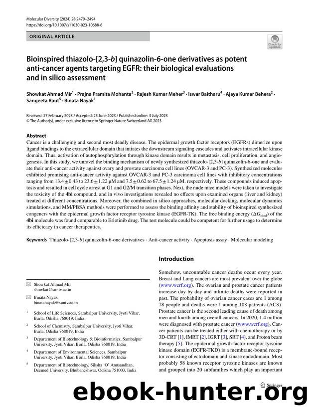 Bioinspired thiazolo-[2,3-b] quinazolin-6-one derivatives as potent anti-cancer agents targeting EGFR: their biological evaluations and in silico assessment by unknow