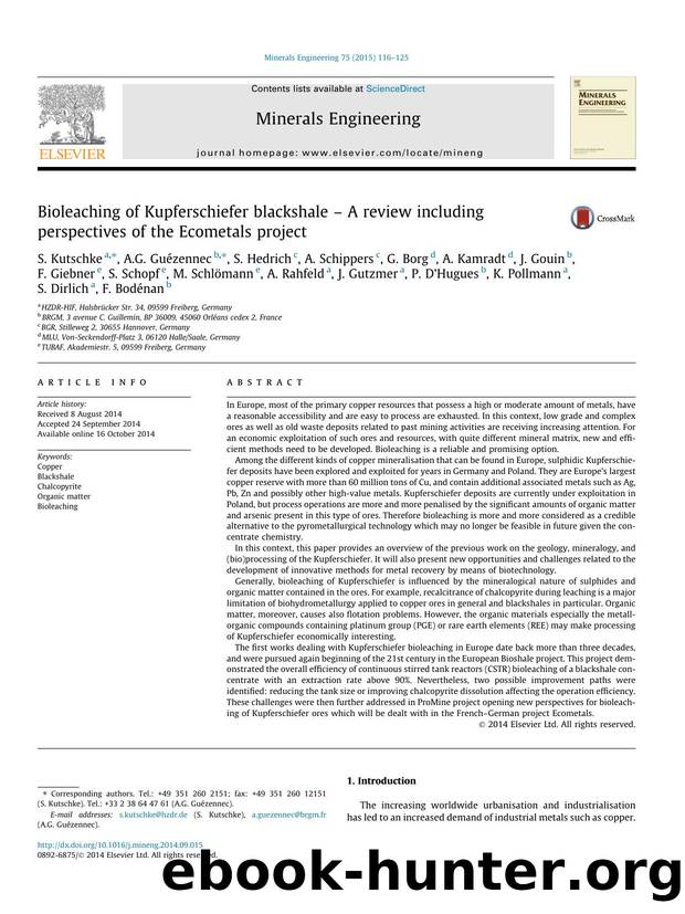 Bioleaching of Kupferschiefer blackshale Ã¢â¬â A review including perspectives of the Ecometals project by unknow