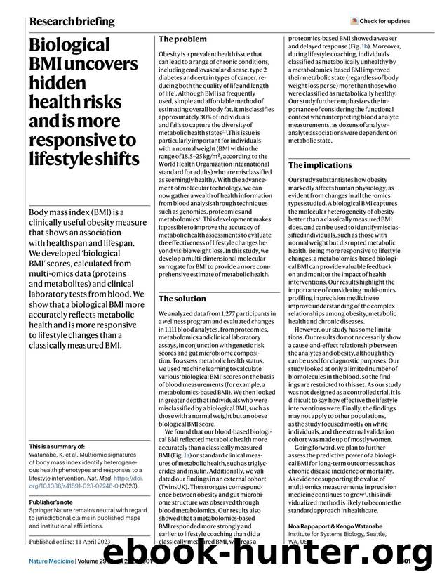 Biological BMI uncovers hidden health risks and is more responsive to lifestyle shifts by Unknown