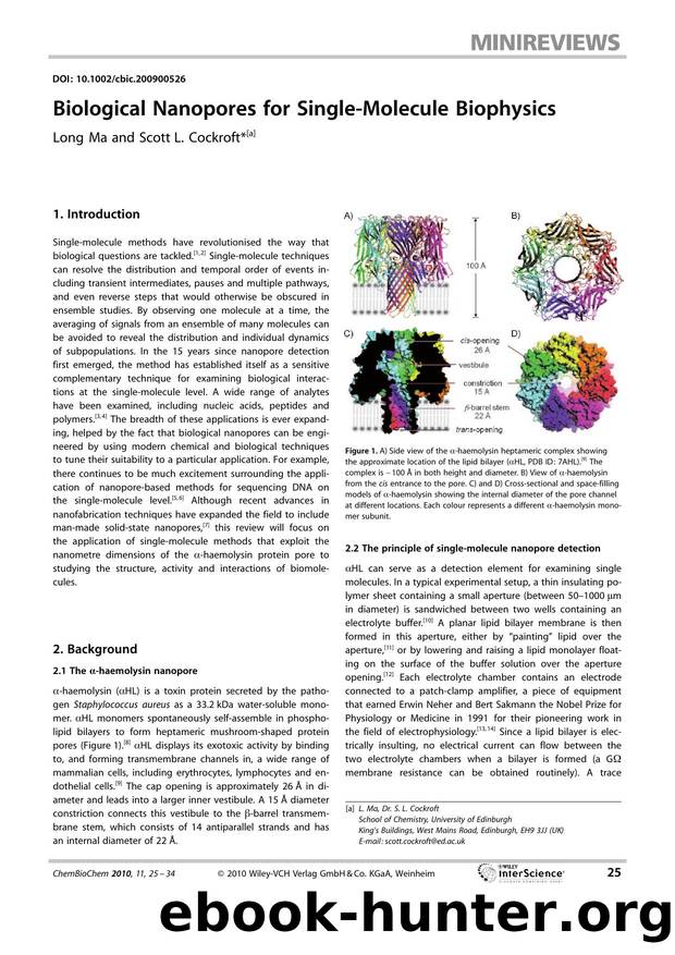Biological Nanopores for SingleMolecule Biophysics by Unknown