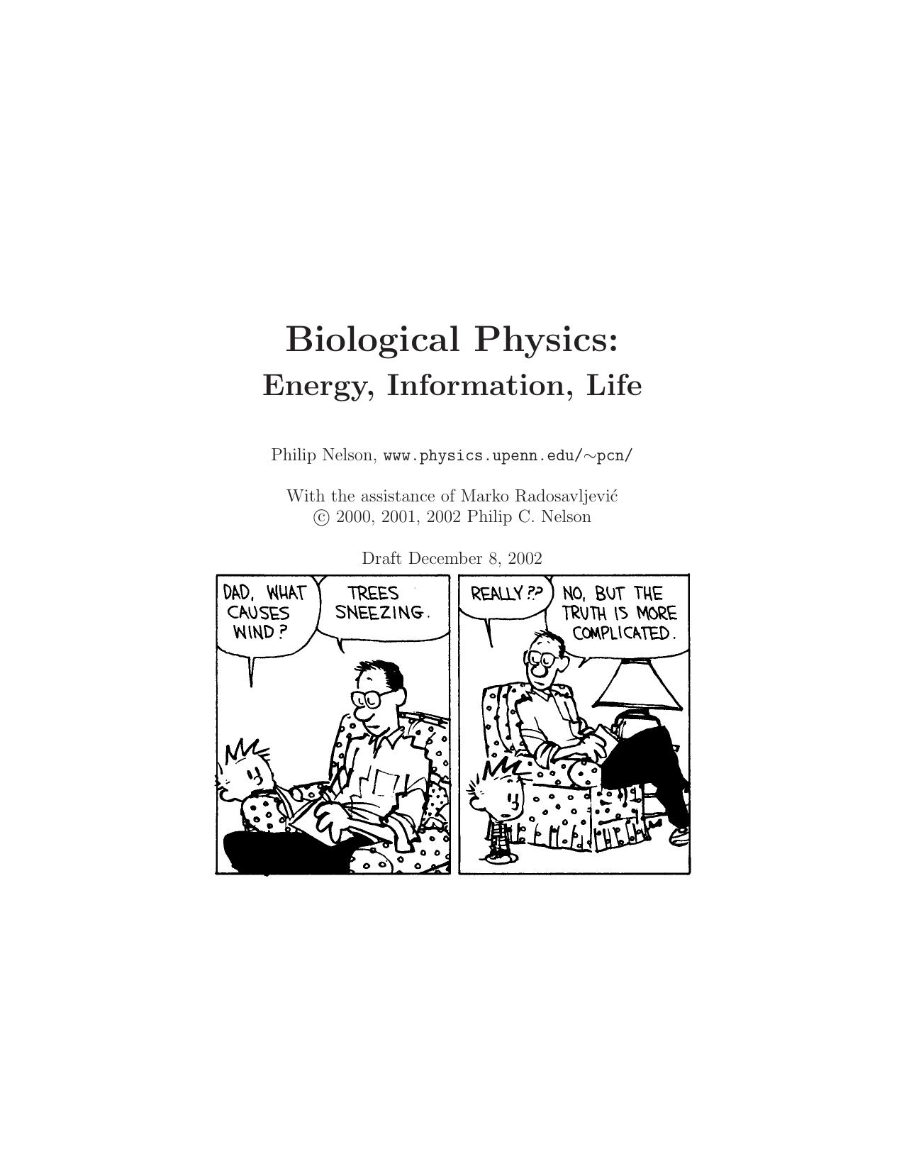 Biological Physics, Philip Nelson by Unknown