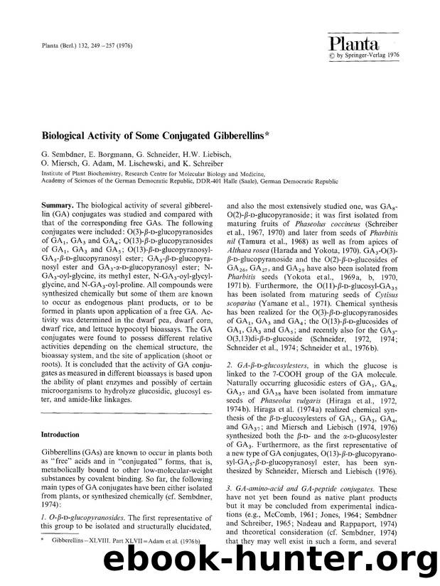 Biological activity of some conjugated gibberellins by Unknown