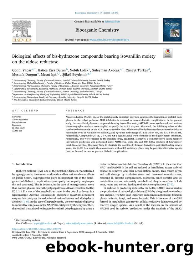 Biological effects of bis-hydrazone compounds bearing isovanillin moiety on the aldose reductase by unknow