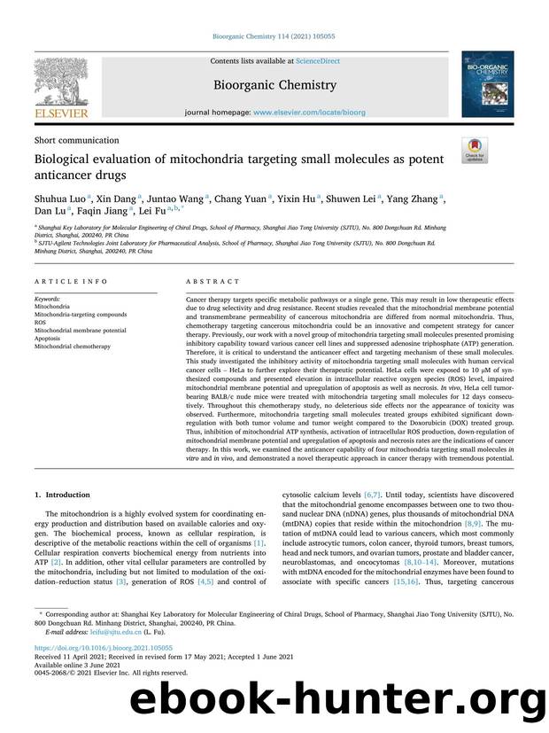 Biological evaluation of mitochondria targeting small molecules as potent anticancer drugs by unknow