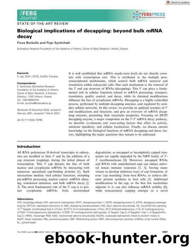 Biological implications of decapping: beyond bulk mRNA decay by Unknown