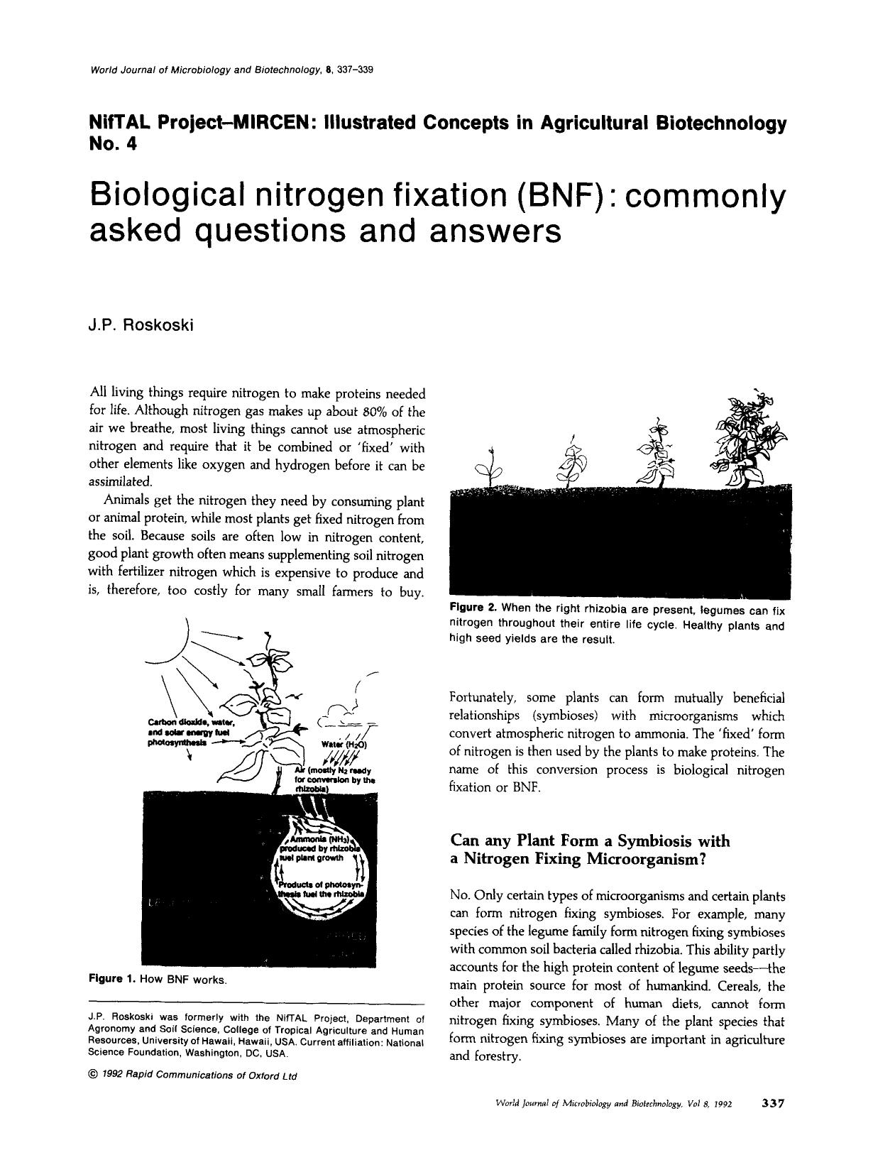 Biological nitrogen fixation (BNF): Commonly asked questions and answers by Unknown