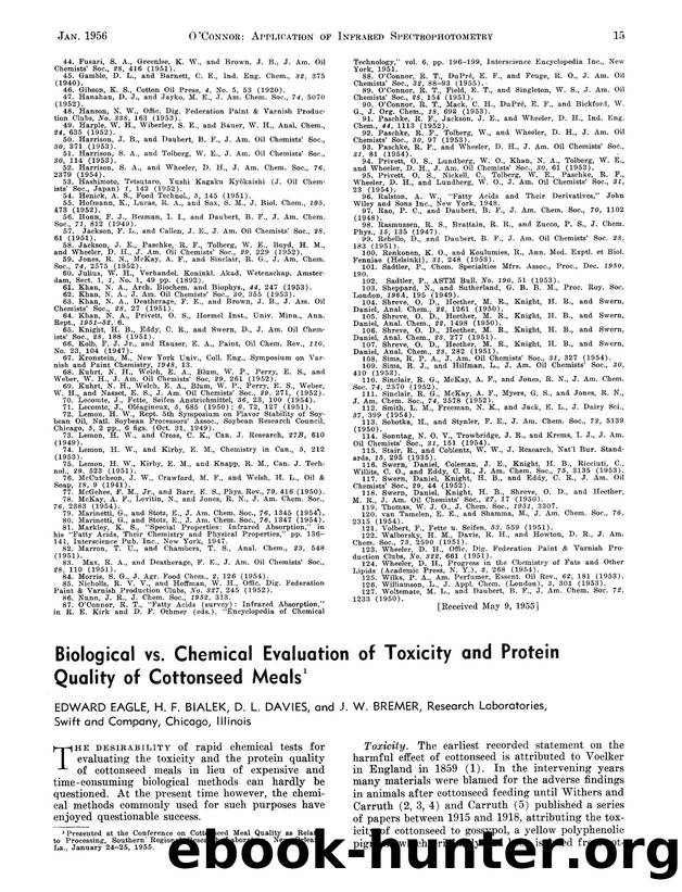 Biological vs. Chemical evaluation of toxicity and protein quality of cottonseed meals by Unknown