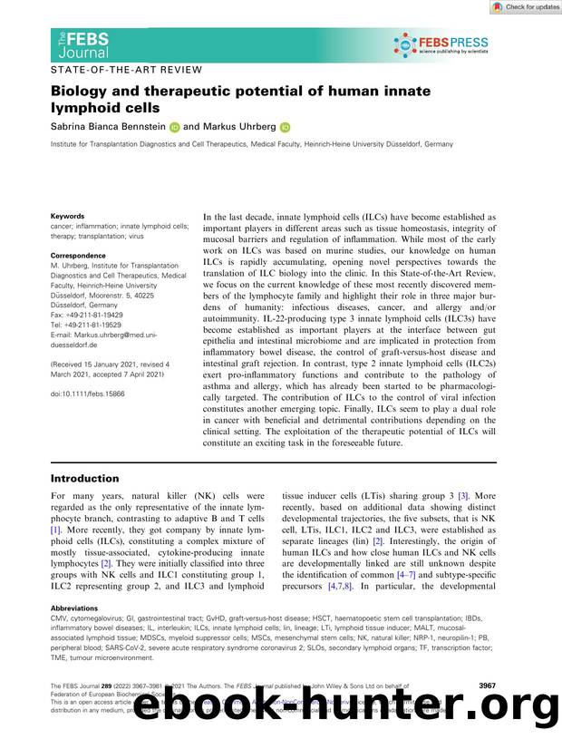 Biology and therapeutic potential of human innate lymphoid cells by Unknown