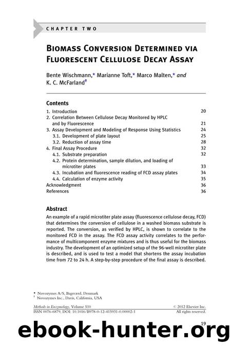 Biomass Conversion Determined via Fluorescent Cellulose Decay Assay by Bente Wischmann & Marianne Toft & Marco Malten & K. C. McFarland