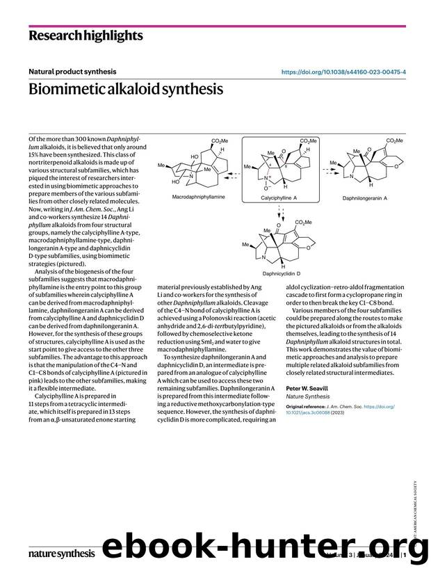 Biomimetic alkaloid synthesis by Peter W. Seavill