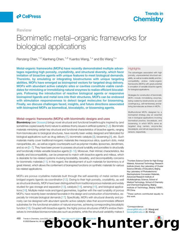 Biomimetic metal-organic frameworks for biological applications by Renzeng Chen & Xianheng Chen & Yuanbo Wang & Bo Wang