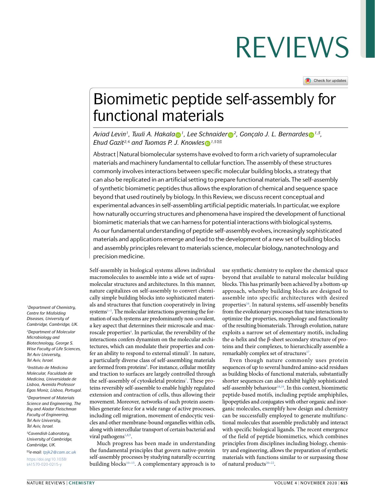 Biomimetic peptide self-assembly for functional materials by unknow