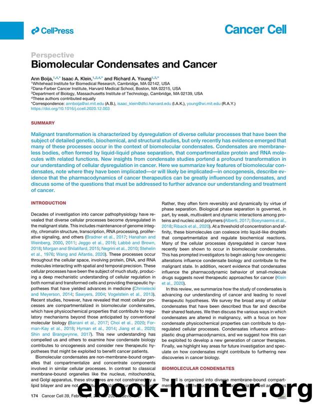 Biomolecular Condensates and Cancer by Ann Boija & Isaac A. Klein & Richard A. Young