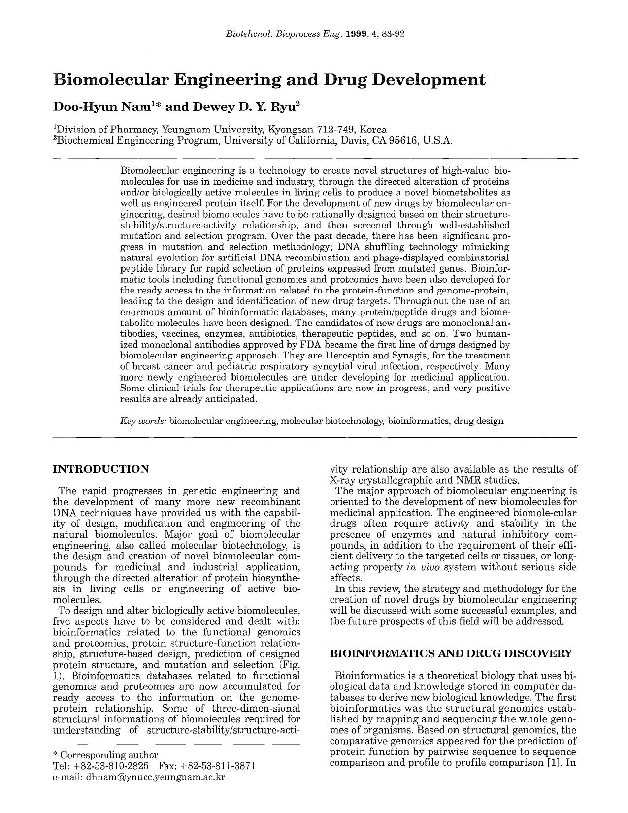 Biomolecular engineering and drug development by Unknown