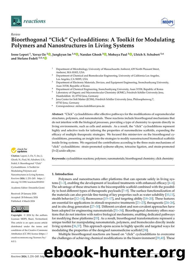 Bioorthogonal âClickâ Cycloadditions: A Toolkit for Modulating Polymers and Nanostructures in Living Systems by Irene Lepori Yavuz Oz Jungkyun Im Nandan Ghosh Mohuya Paul Ulrich S. Schubert & Stefano Fedeli