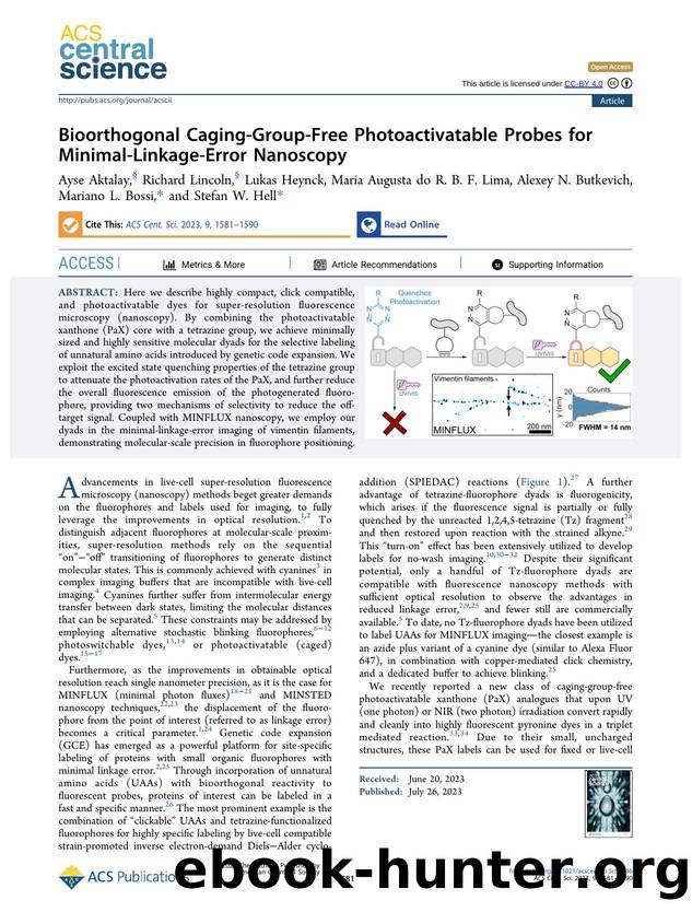 Bioorthogonal Caging-Group-Free Photoactivatable Probes for Minimal-Linkage-Error Nanoscopy by unknow