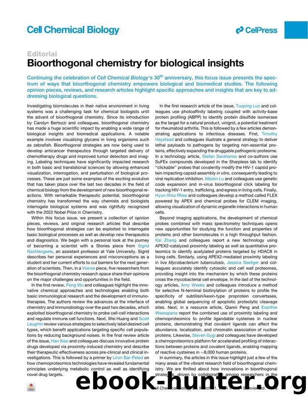 Bioorthogonal chemistry for biological insights by The Cell Chemical Biology editorial team