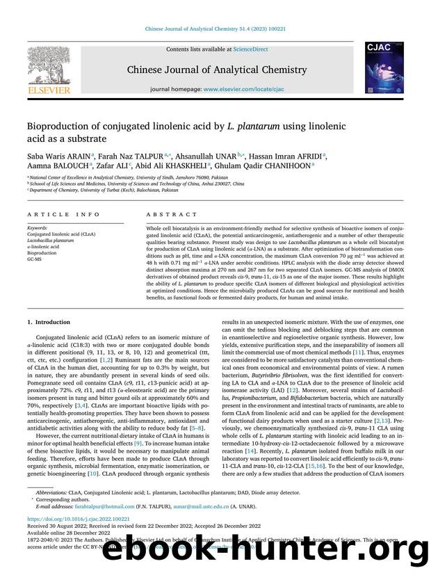 Bioproduction of conjugated linolenic acid by L. plantarum using linolenic acid as a substrate by unknow