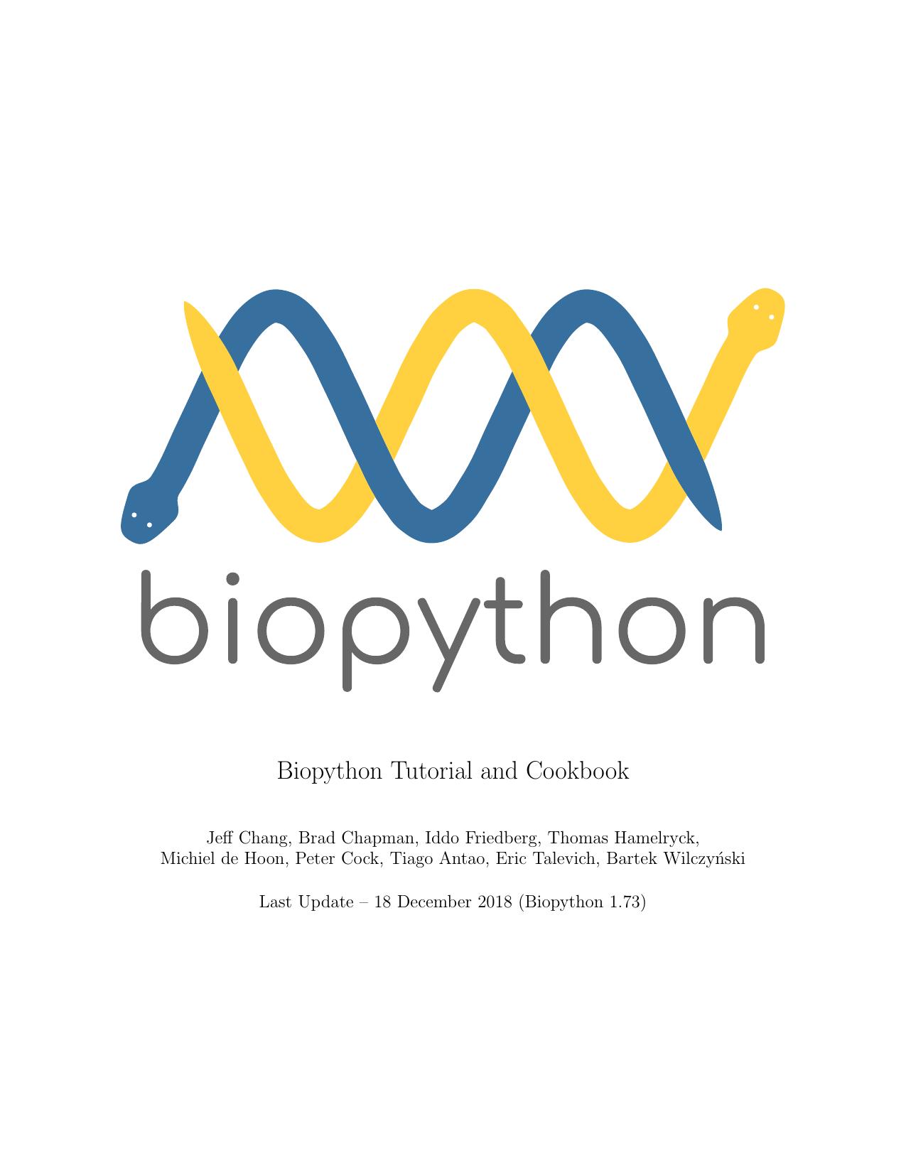 Biopython Tutorial and Cookbook by Unknow