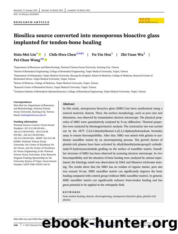 Biosilica source converted into mesoporous bioactive glass implanted for tendon bone healing by Unknown
