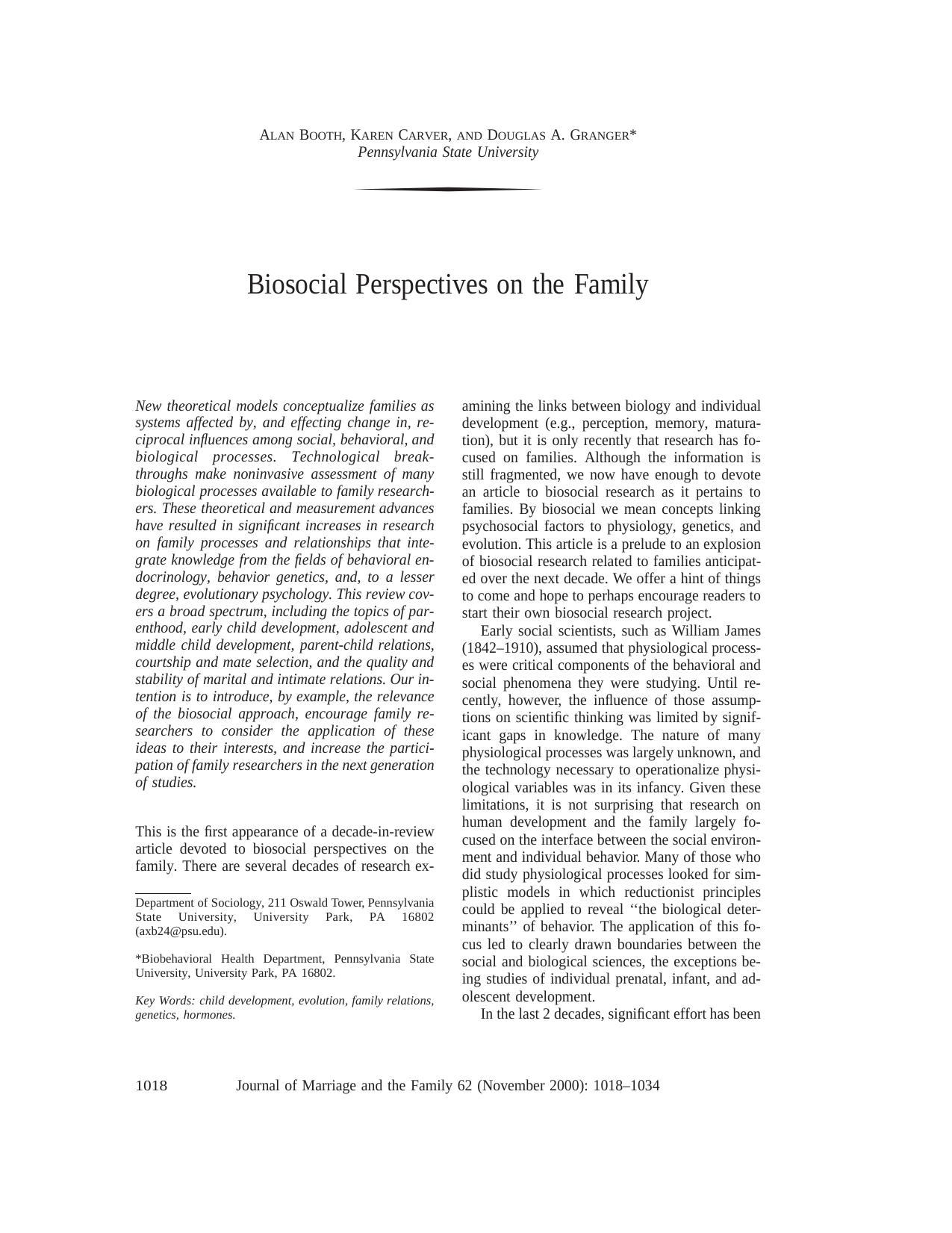Biosocial Perspectives on the Family by cbrown@sun10