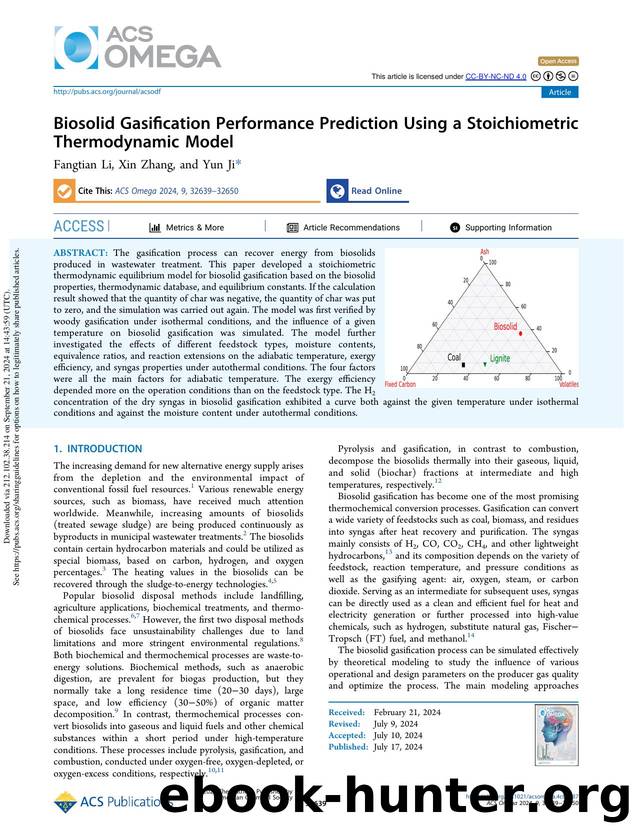 Biosolid Gasification Performance Prediction Using a Stoichiometric Thermodynamic Model by Fangtian Li Xin Zhang & Yun Ji