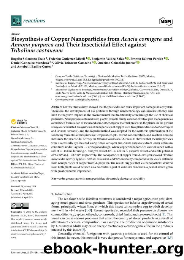 Biosynthesis of Copper Nanoparticles from AcaciaÂ cornigera and AnnonaÂ purpurea and Their Insecticidal Effect against Tribolium castaneum by unknow