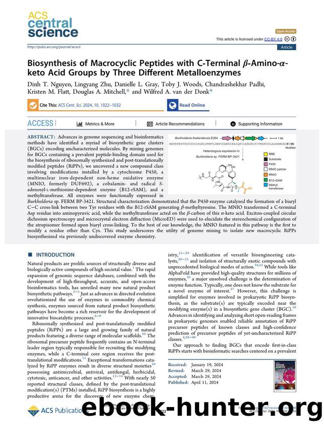 Biosynthesis of Macrocyclic Peptides with CâTerminal Î²âAmino-Î±-keto Acid Groups by Three Different Metalloenzymes by unknow