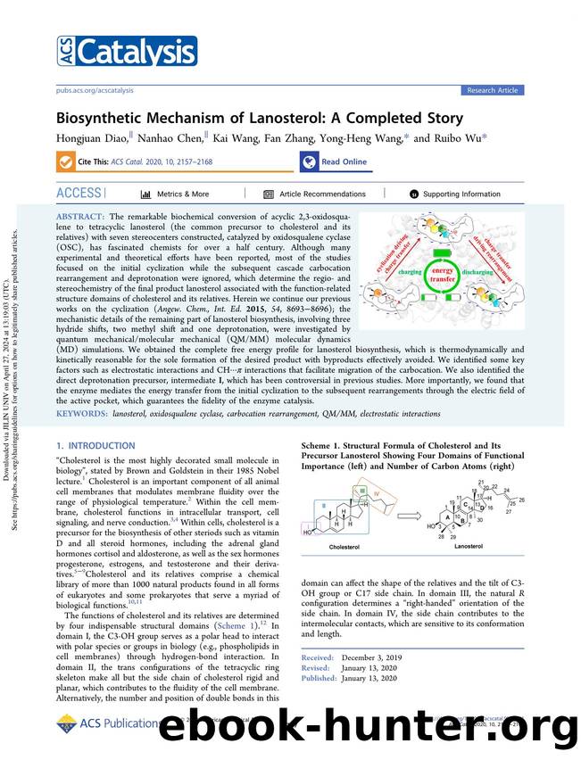 Biosynthetic Mechanism of Lanosterol: A Completed Story by Hongjuan Diao Nanhao Chen Kai Wang Fan Zhang Yong-Heng Wang & Ruibo Wu