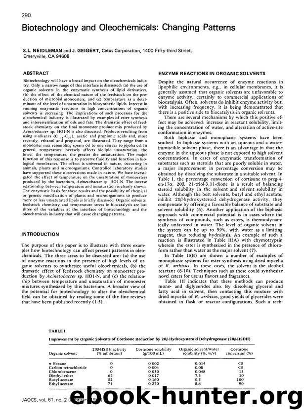 Biotechnology and oleochemicals: Changing patterns by Unknown