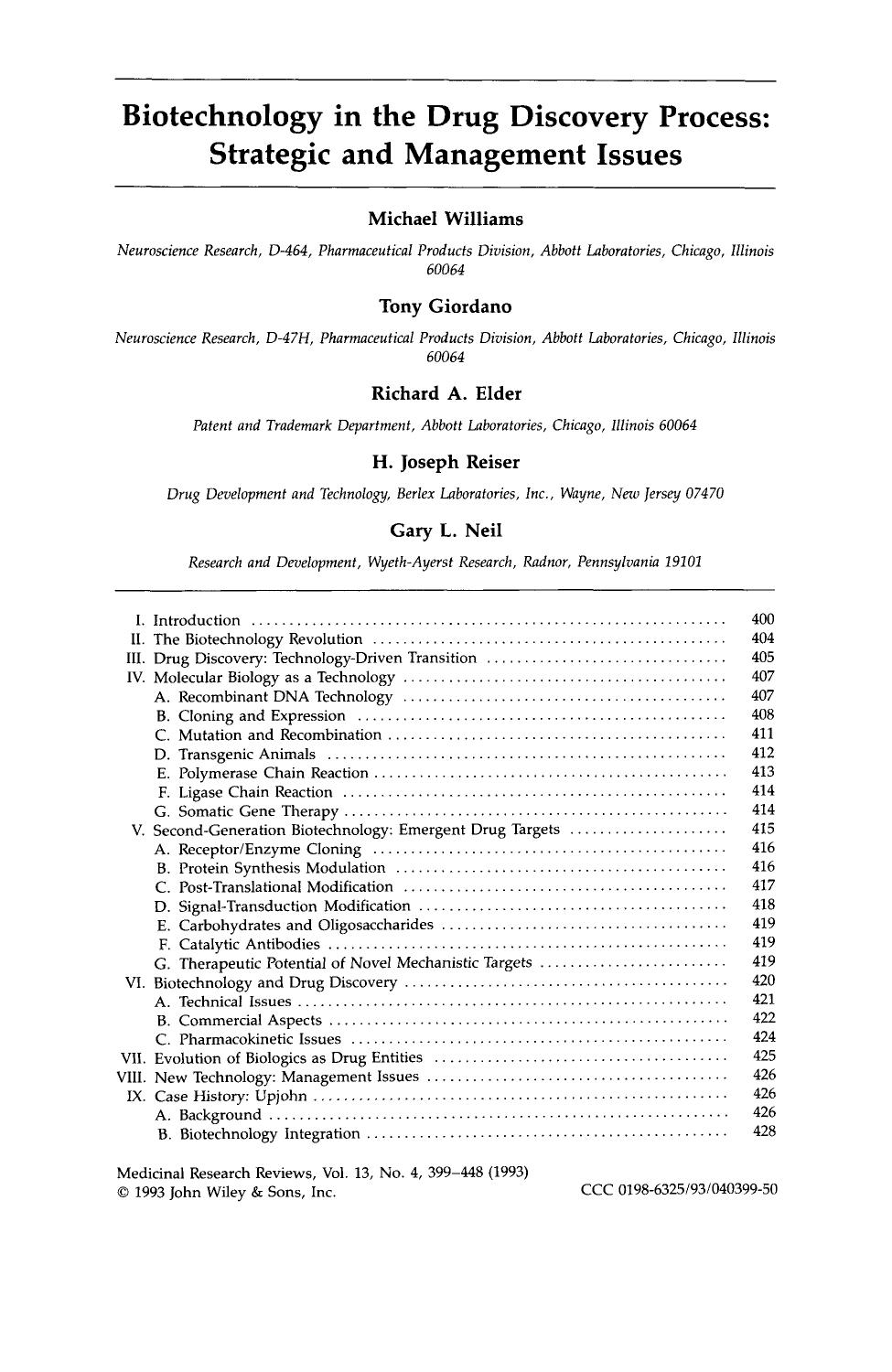 Biotechnology in the drug discovery process: Strategic and management issues by Unknown