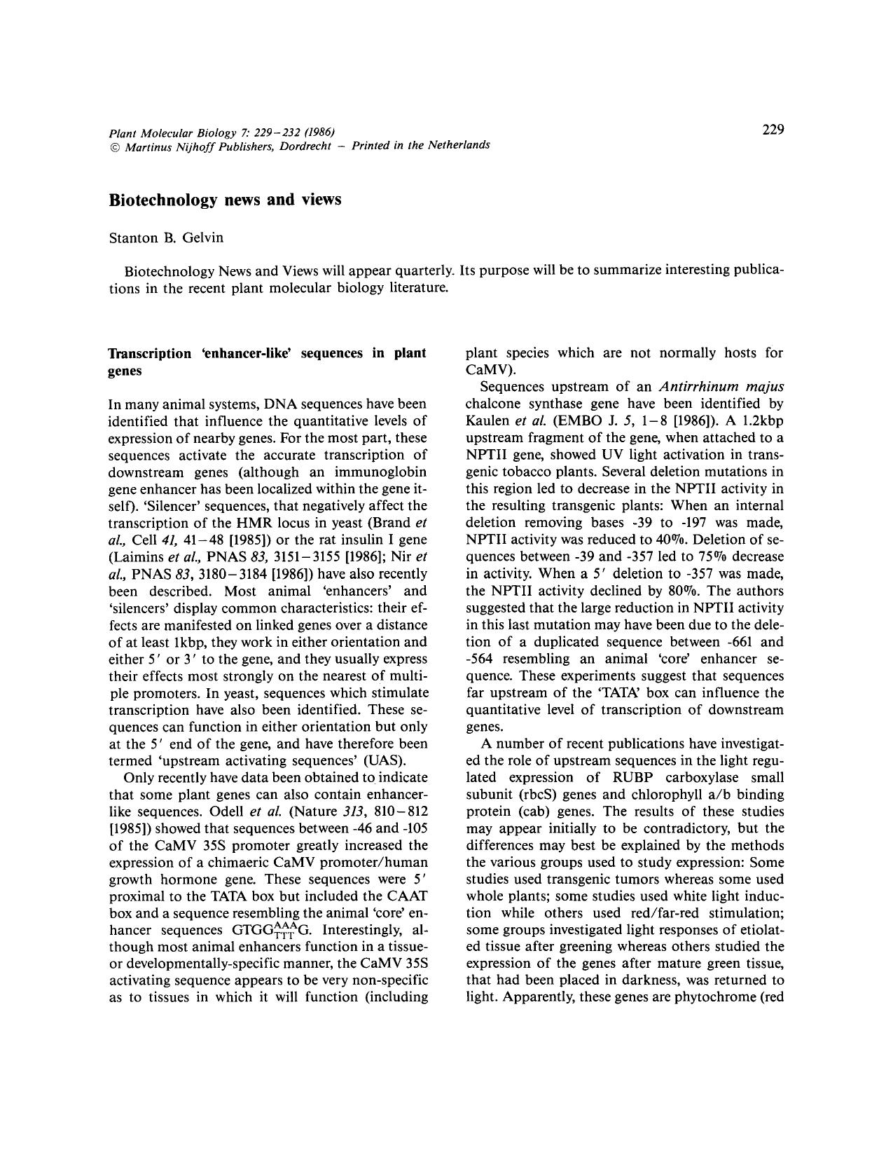 Biotechnology news and views by Unknown