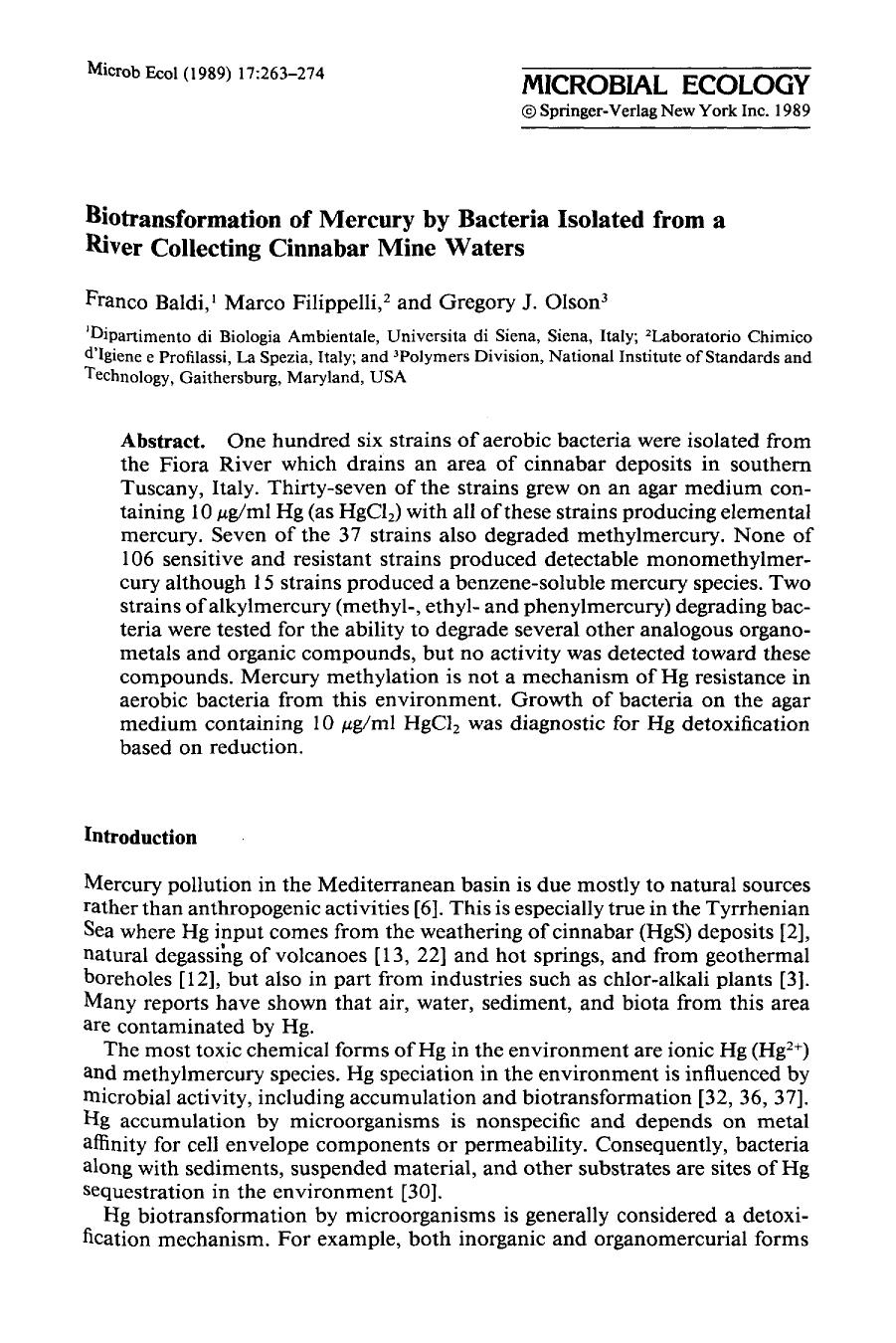 Biotransformation of mercury by bacteria isolated from a river collecting cinnabar mine waters by Unknown