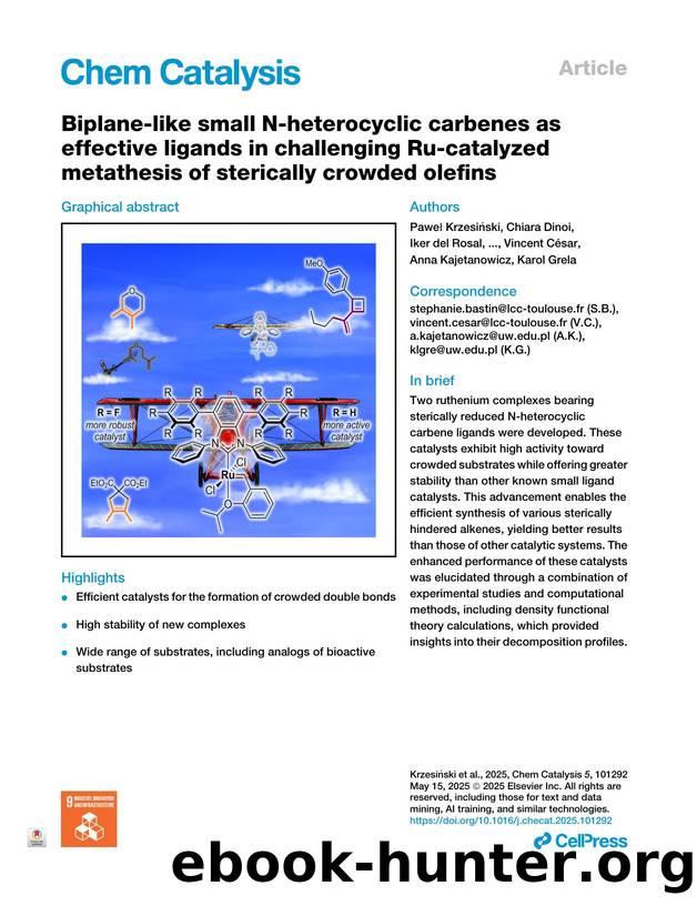 Biplane-like small N-heterocyclic carbenes as effective ligands in challenging Ru-catalyzed metathesis of sterically crowded olefins by unknow