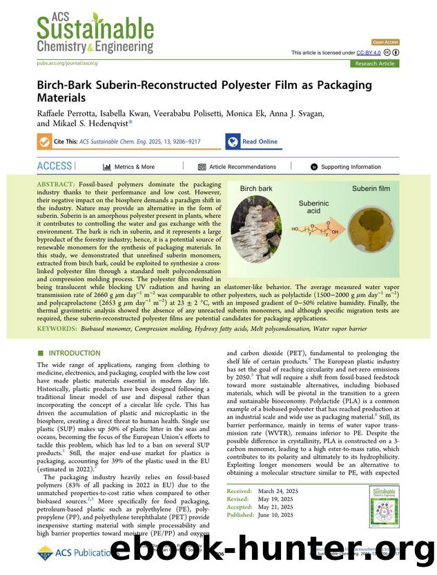 Birch-Bark Suberin-Reconstructed Polyester Film as Packaging Materials by unknow