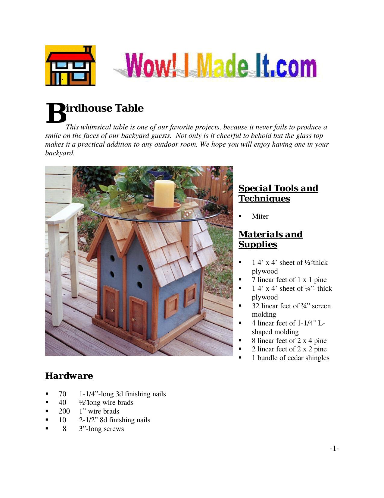 Birdhouse Table by bird house table (glass Top)