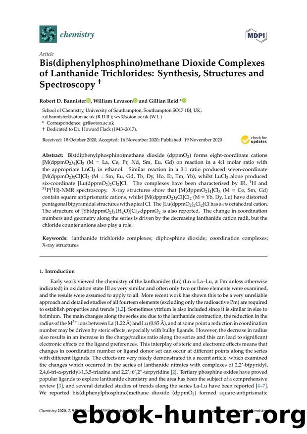Bis(diphenylphosphino)methane Dioxide Complexes of Lanthanide Trichlorides: Synthesis, Structures and Spectroscopy "2279 by Robert D. Bannister William Levason & Gillian Reid