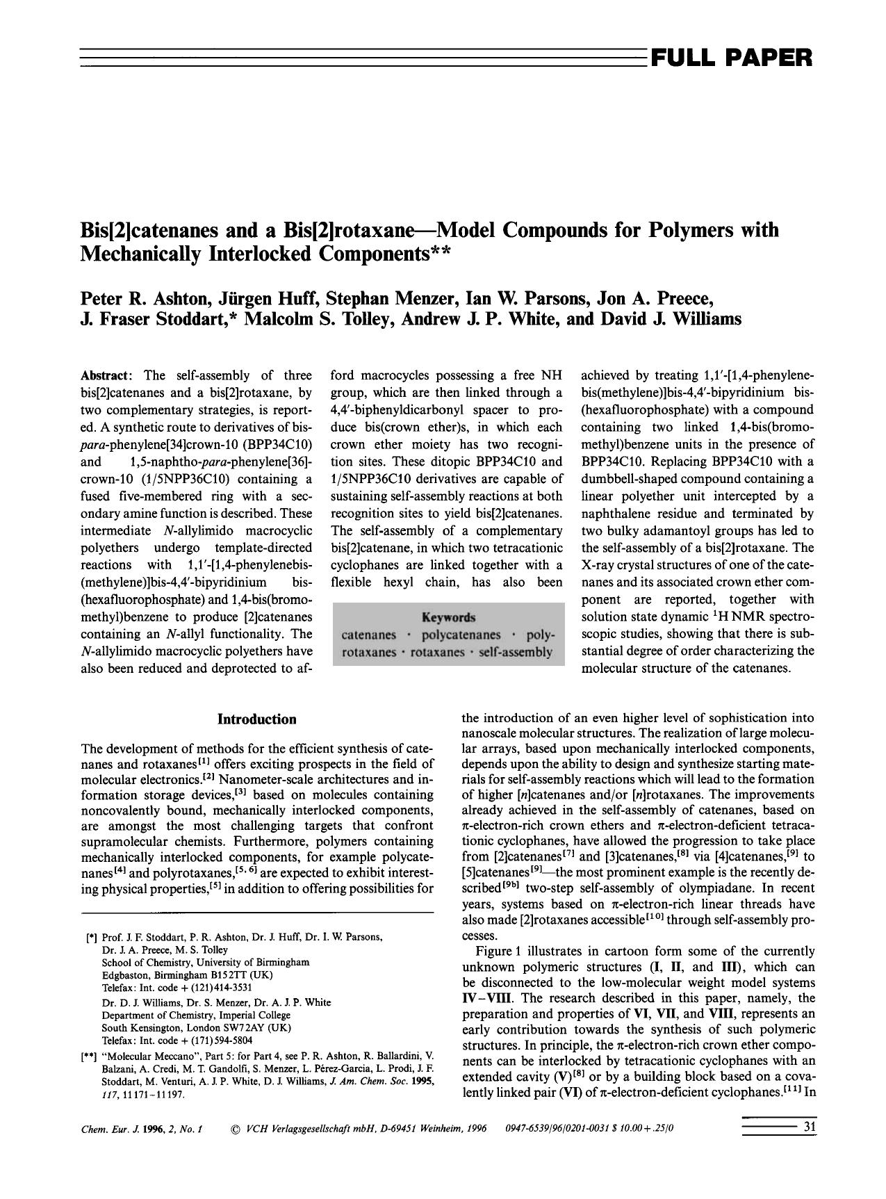 Bis[2]catenanes and a bis[2]rotaxane-Model Compounds for Polymers with Mechanically Interlocked Components by Unknown