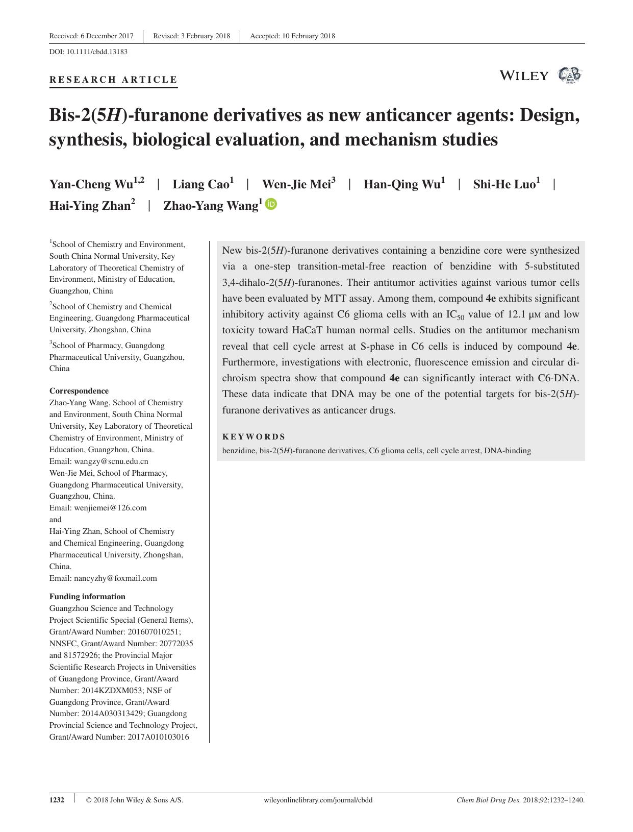 Bis‐2(5H)‐furanone derivatives as new anticancer agents: Design, synthesis, biological evaluation, and mechanism studies by unknow