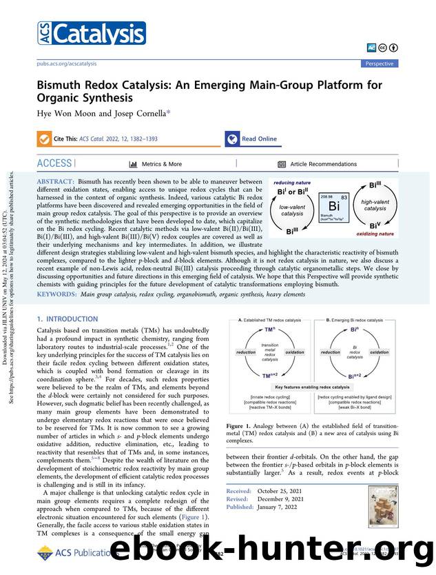 Bismuth Redox Catalysis: An Emerging Main-Group Platform for Organic Synthesis by Hye Won Moon & Josep Cornella